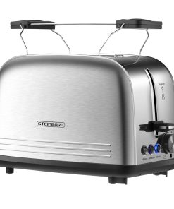 Steinborg 2 Scheiben Edelstahl Toaster mit Brötchenaufsatz Krümelschublade 850W