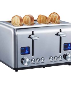 Steinborg 4 Scheiben Edelstahl Toaster mit Brötchenaufsatz 1630W