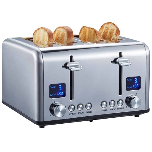 Steinborg 4 Scheiben Edelstahl Toaster mit Brötchenaufsatz 1630W