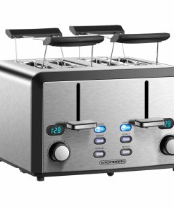 Steinborg 4 Scheiben Edelstahl XXL Toaster mit Brötchenaufsatz 1600W
