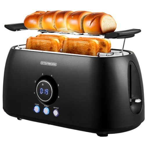 Steinborg 4 Scheiben XXL Toaster Digitales Display m. Brötchenaufsatz