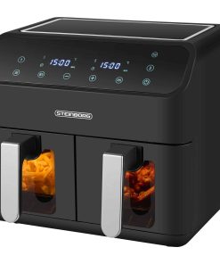 Steinborg Dual Heißluftfritteuse 4+4L Antihaftbeschichtung Dampfauslass 2000W