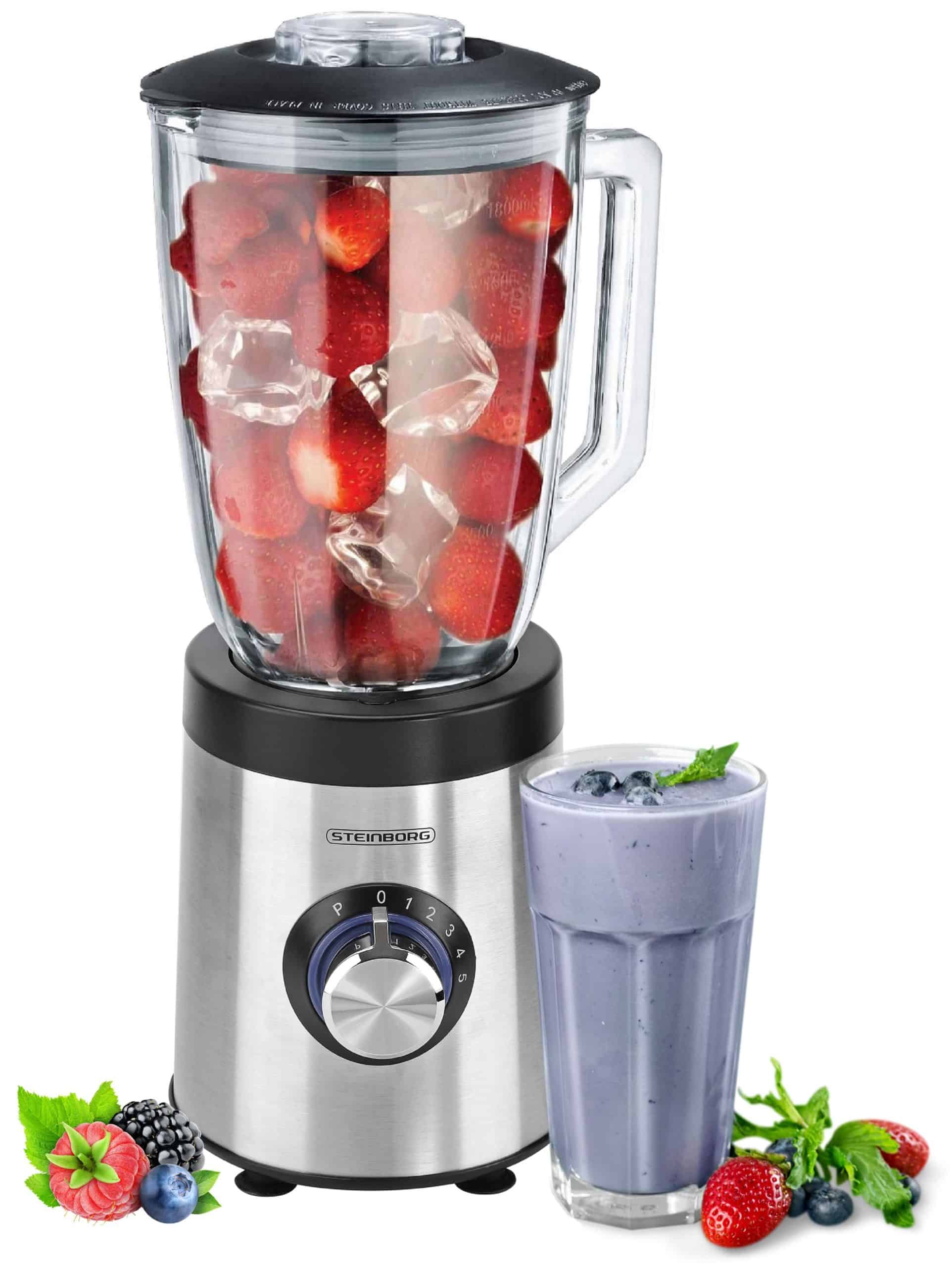 Steinborg Glas Standmixer BPA-frei 5 Stufen+Pulsfunktion 1.5L 800W