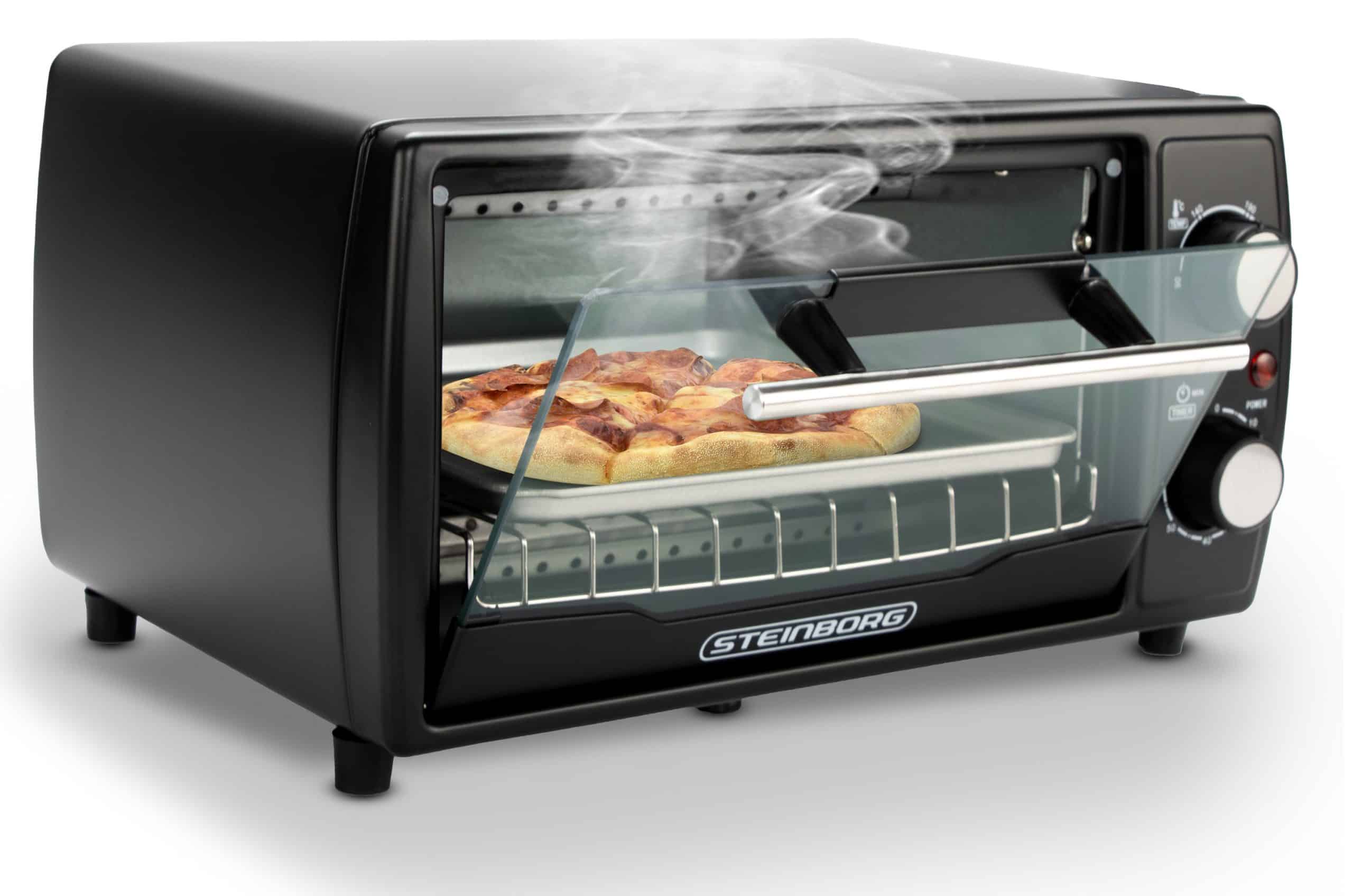 Steinborg Minibackofen 10L Pizzaofen 60 min. Timer 1000W schwarz