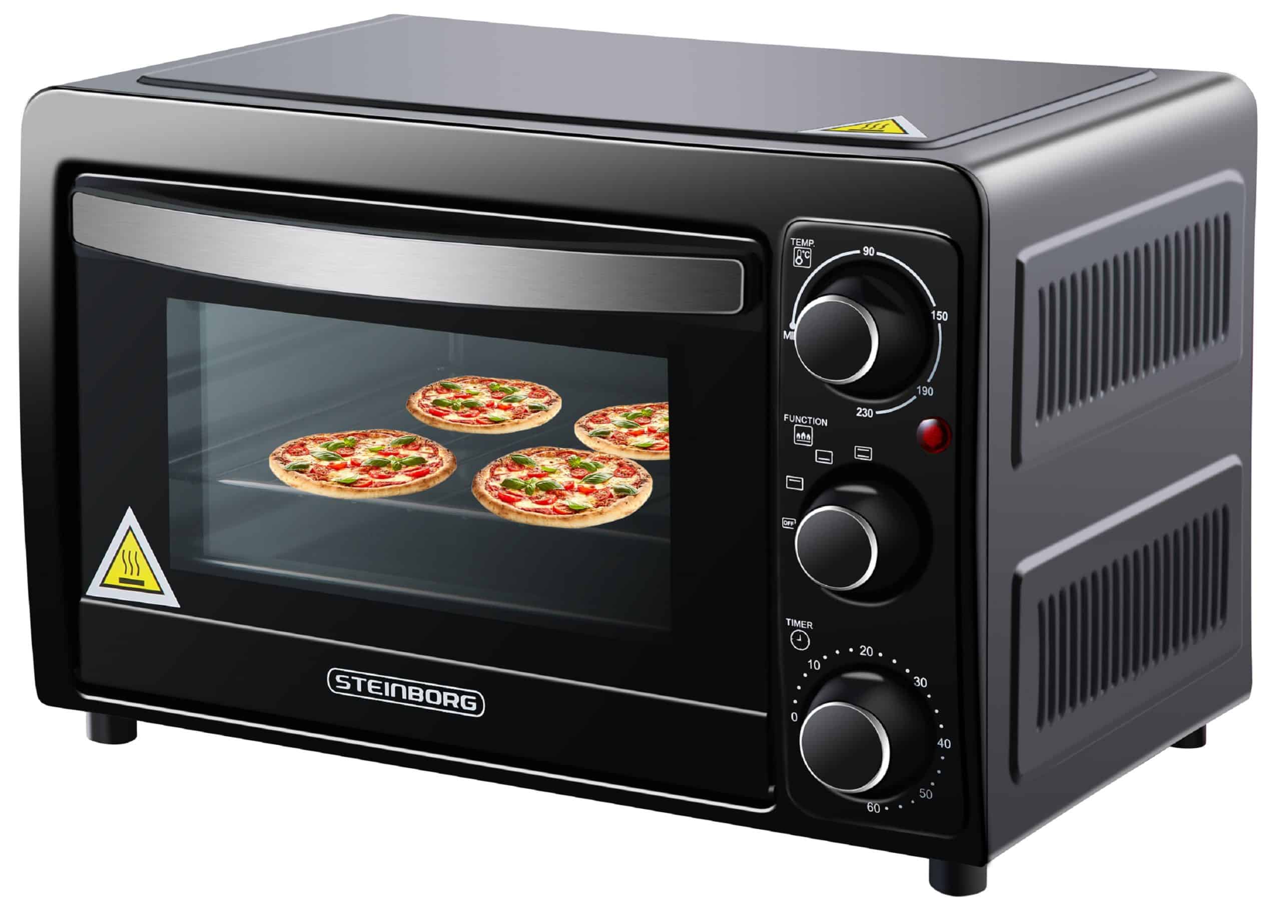 Steinborg Minibackofen 15L Krümelblech 60 min Timer 90-230°C 1300W
