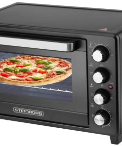 Steinborg Minibackofen Pizzaofen 35L mit Umluft 1600W schwar