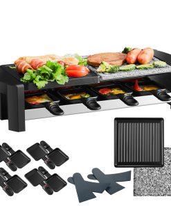 Steinborg Raclette Grill für 8 Personen m. kombinierter Grillfläche 1300W