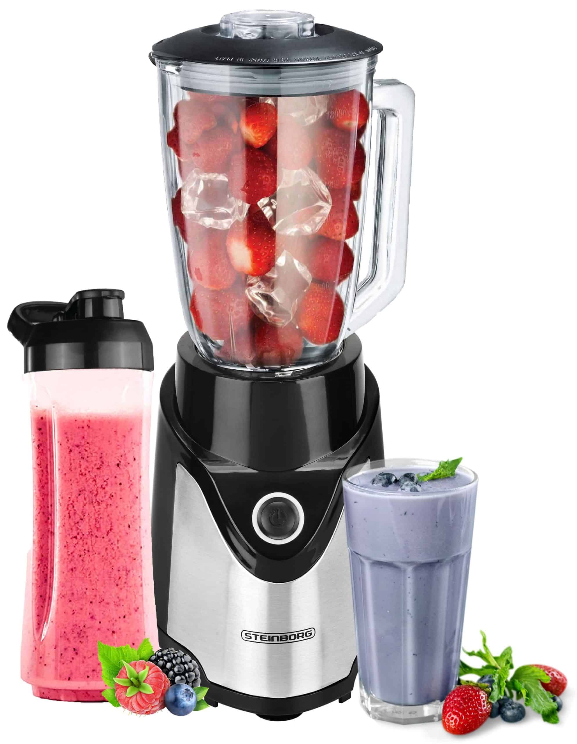 Steinborg Standmixer mit To-Go Becher + Glaskrug BPA-frei 500W