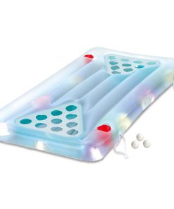 Summer Waves Luftmatratze & Bier-Pong Tisch inkl. LED blau 160x84x19 cm