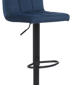 TPFLiving Barhocker Fani Gestell schwarz Samt Blau