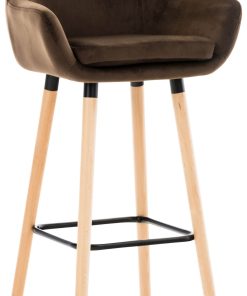 TPFLiving Barhocker Grande Gestell Holz Samt Grün