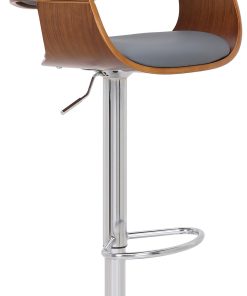 TPFLiving Barhocker Kingsley Gestell Metall in Chromoptik Holz/Kunstleder Walnuss/Grau