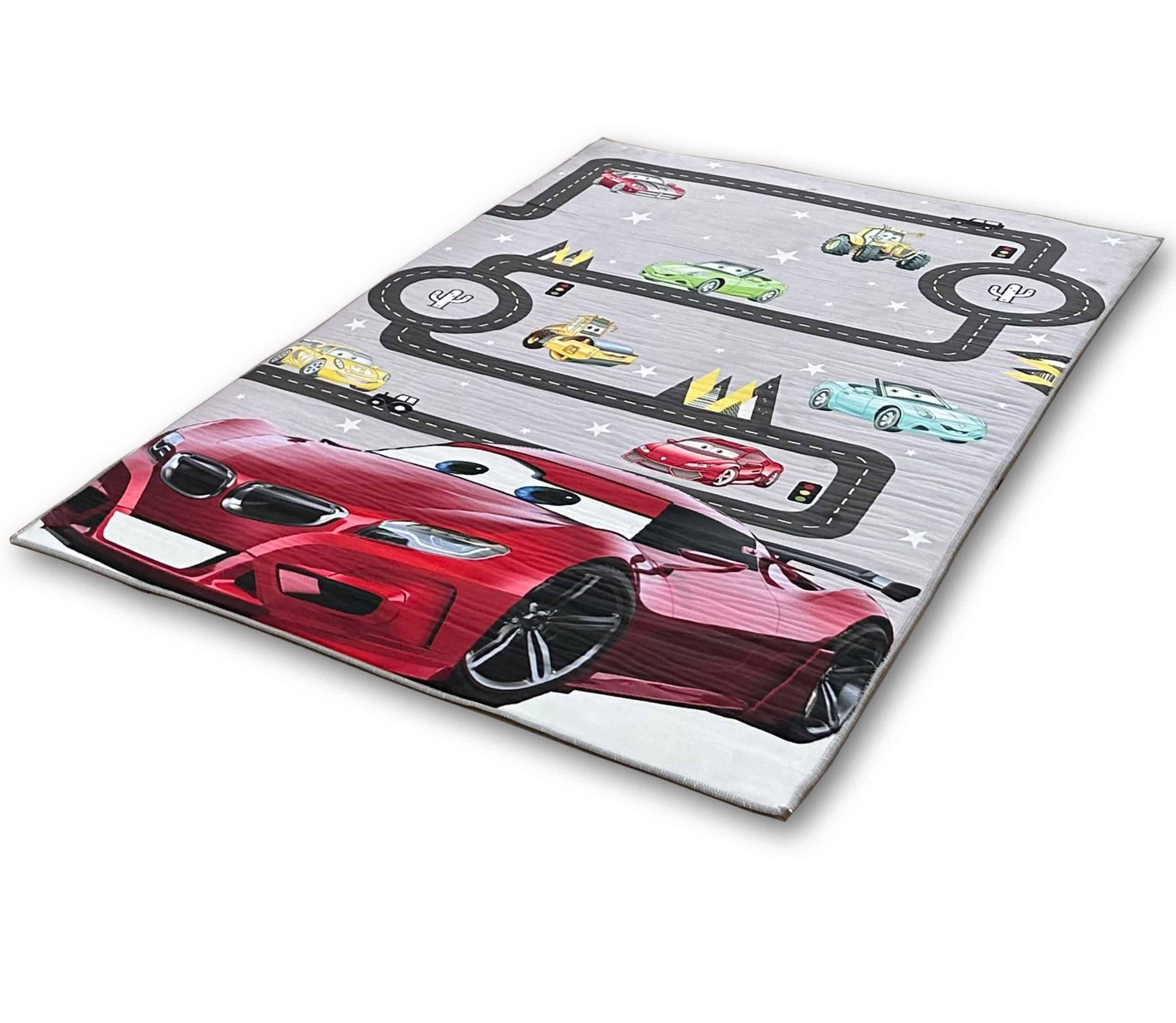 Teppich für Kinder Spielteppich 80x150 cm Läufer mit Qualitätsdruck samtweich Road