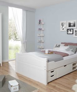 TiCAA Doppelbett "Leni" 140x200 mit 4er Funktionsschubkasten