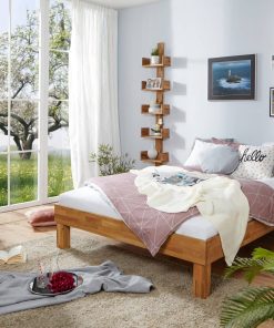 TiCAA Eiche Bett "Luis" massiv Einzelbett Futonbett Doppelbett