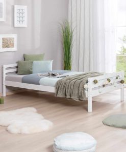 TiCAA Einzelbett "Nadine" Kiefer massiv Weiß