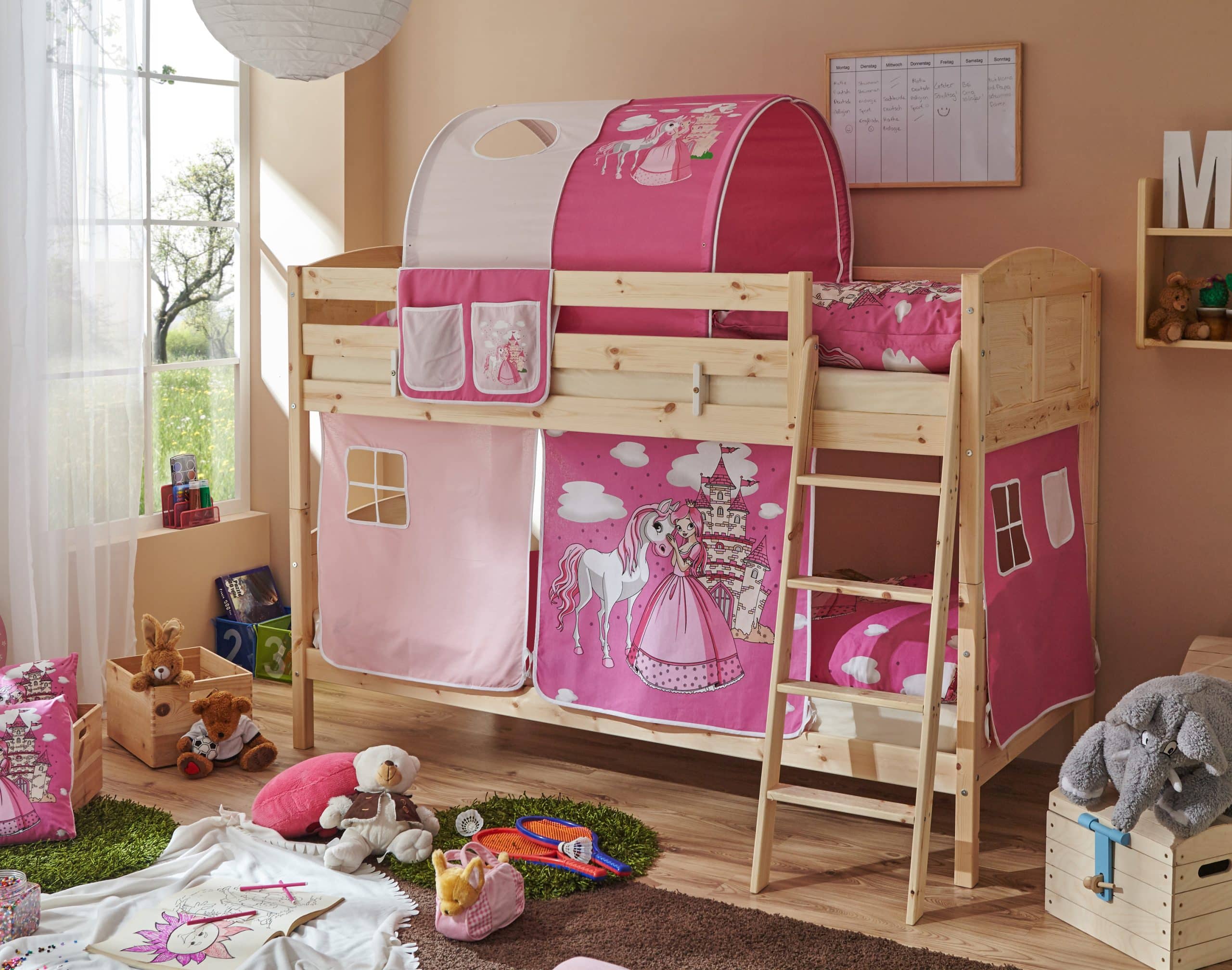 TiCAA Etagenbett Erni Country Kiefer Natur