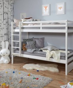 TiCAA Etagenbett Finn Kiefer Weiß