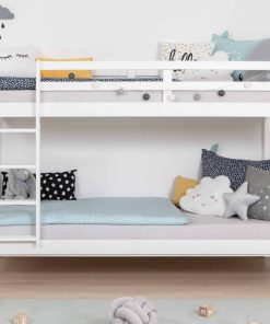 TiCAA Etagenbett Stockbett Rene Kiefer massiv Weiß