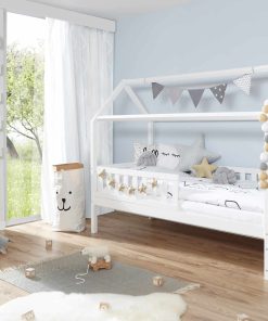 TiCAA Hausbett "Traumhaus" Kiefer Weiß