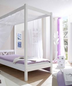 TiCAA Himmelbett Einzelbett LaLuna Kiefer