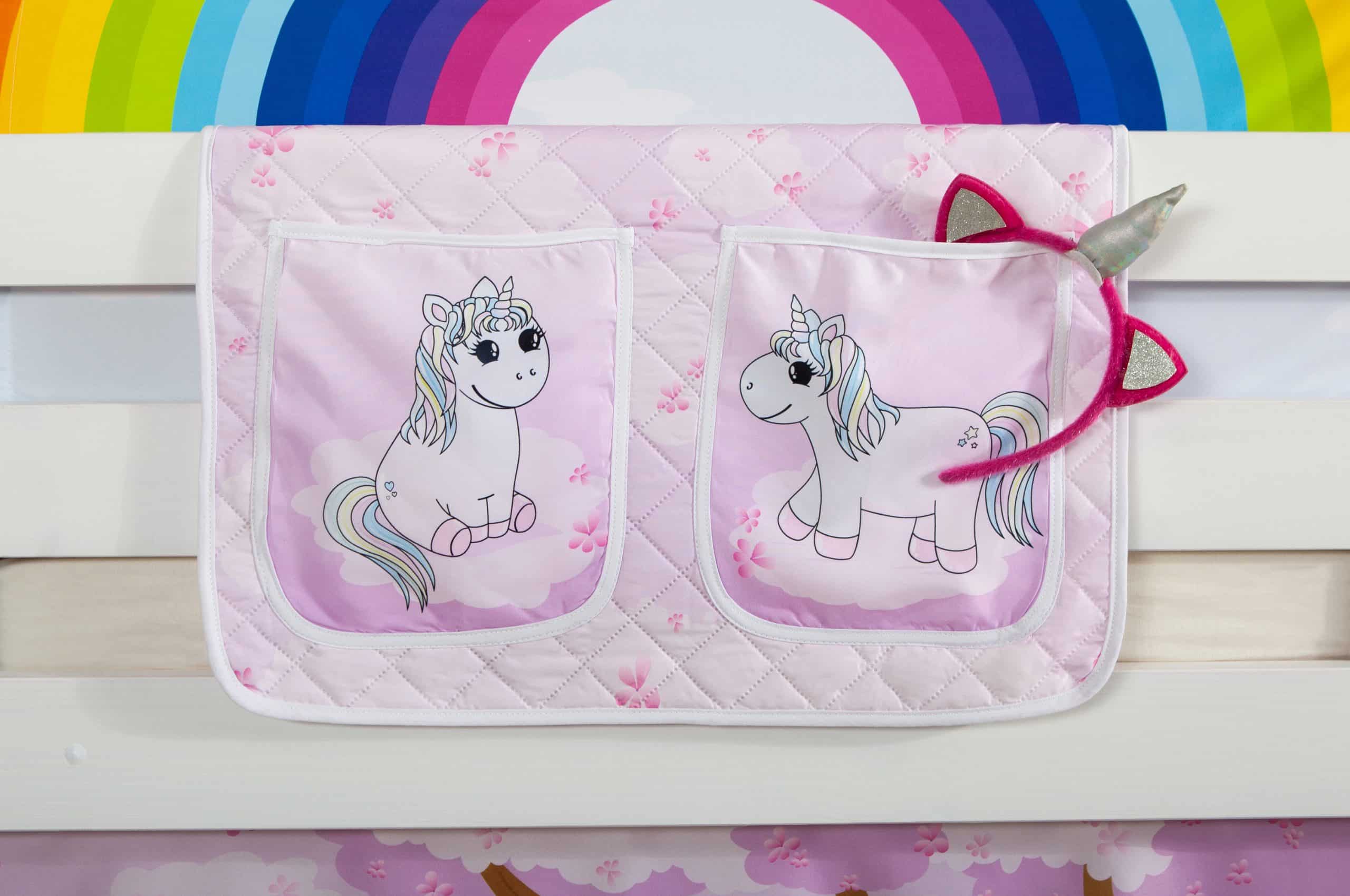 TiCAA Kinder Bett-Tasche "Einhorn Rainbow" für Hoch- und Etagenbetten