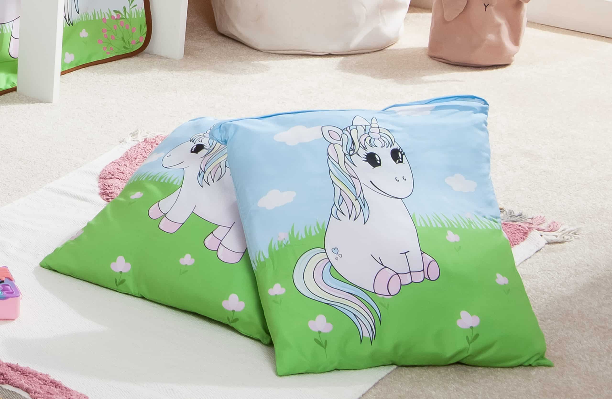 TiCAA Kinder Kissen-Set "Einhorn Rainbow"