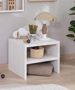 TiCAA Nachttisch Harry Kiefer mit offenen Fach Weiß