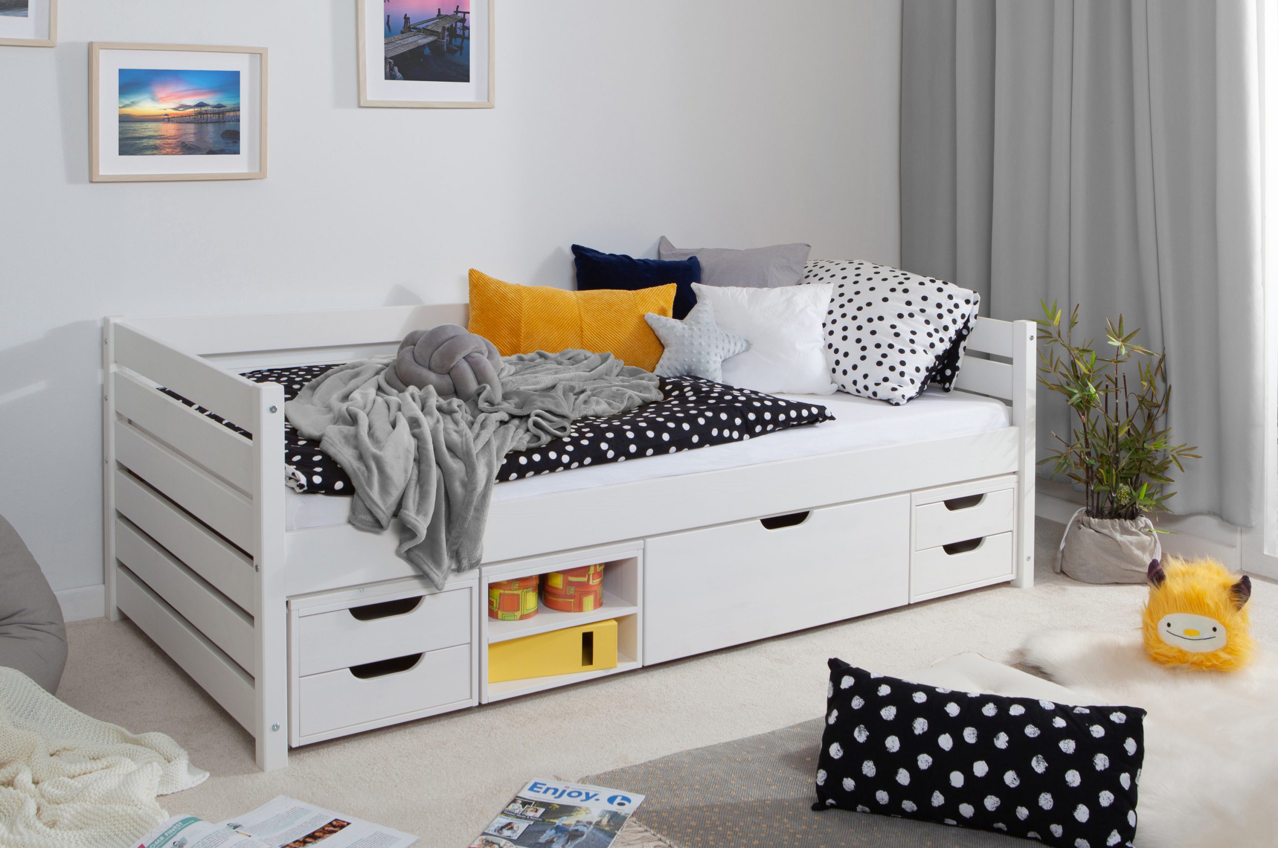 TiCAA Sofabett Naomi inkl. Funktionsschubkästen