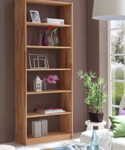 TiCAA Standregal Bücherregal Simon Buche 6 Fächer