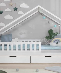 TiCAA TiCAA Hausbett Bodenbett wandelbar mit asymmetrischem Dach "Lou" 90/100/120/140x200 cm für Jungen & Mädchen