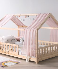 TiCAA TiCAA Kinderbett Hausbett mit Tüll Kim 90x200 cm