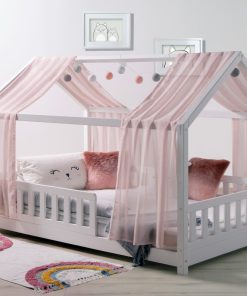 TiCAA TiCAA Kinderbett Hausbett mit Tüll Kim 90x200 cm