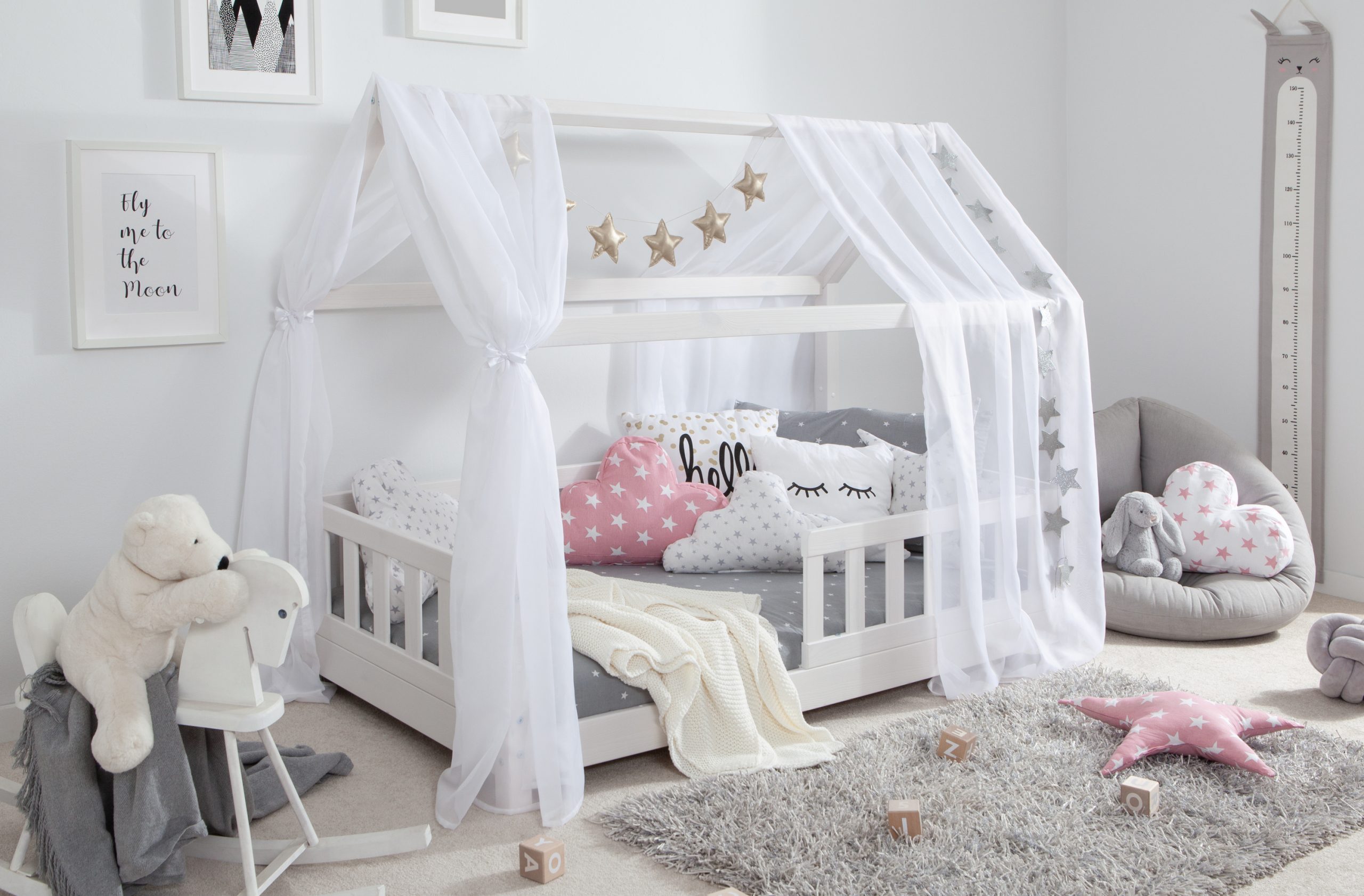 TiCAA Tüll-Set für Hausbett "Kay" weiß