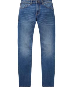 Tom Tailor Hose Josh Regular Slim Jeans mit Logo-Badge im Five-Pocket-Style