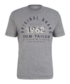 Tom Tailor T-Shirt Gestreiftes Kurzarmshirt mit Rundhalsausschnitt und Print