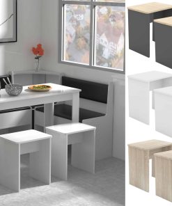 VCM 2er Set Holz Sitzhocker Würfel Fußablage Beistelltisch Esal