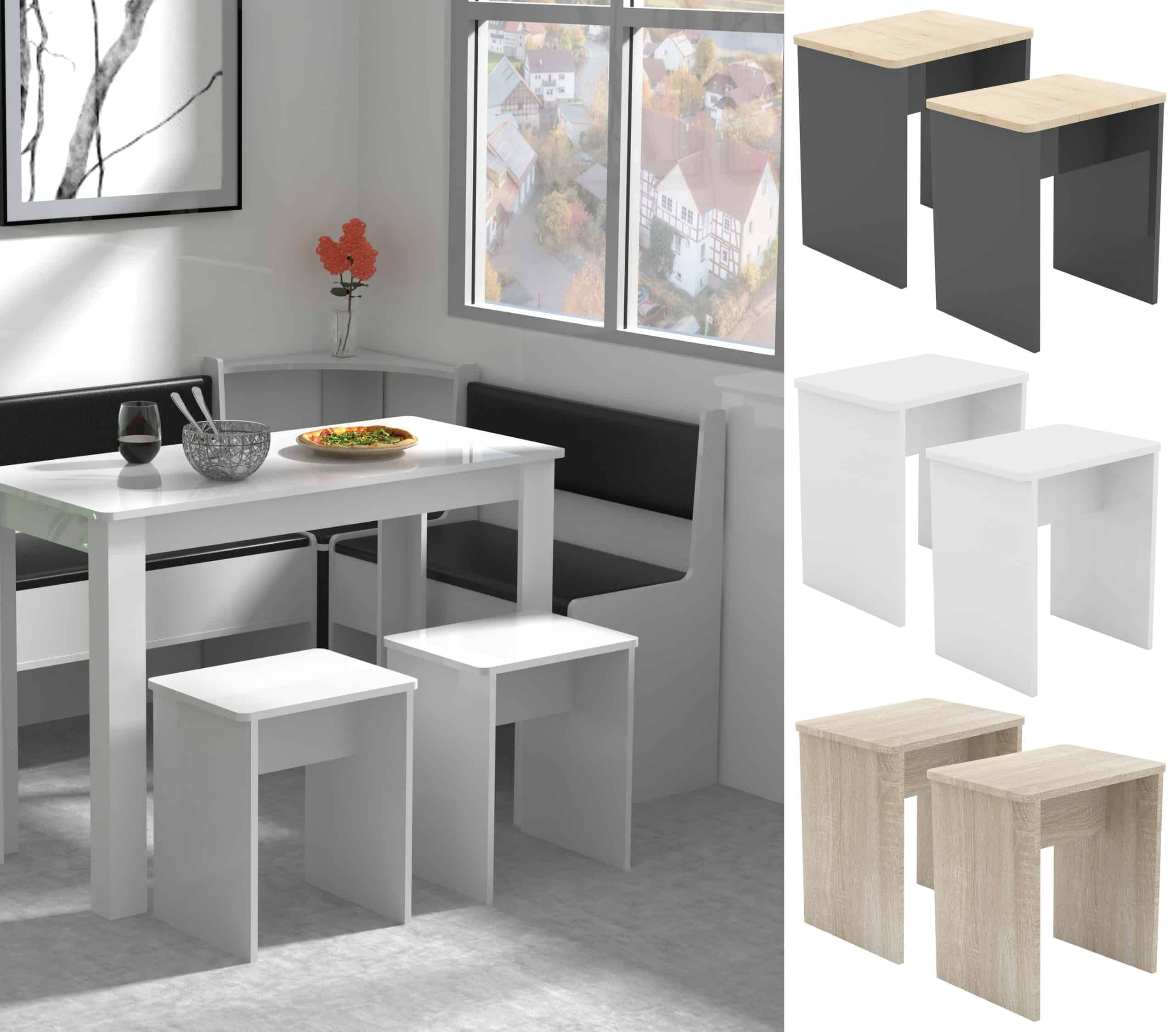 VCM 2er Set Holz Sitzhocker Würfel Fußablage Beistelltisch Esal