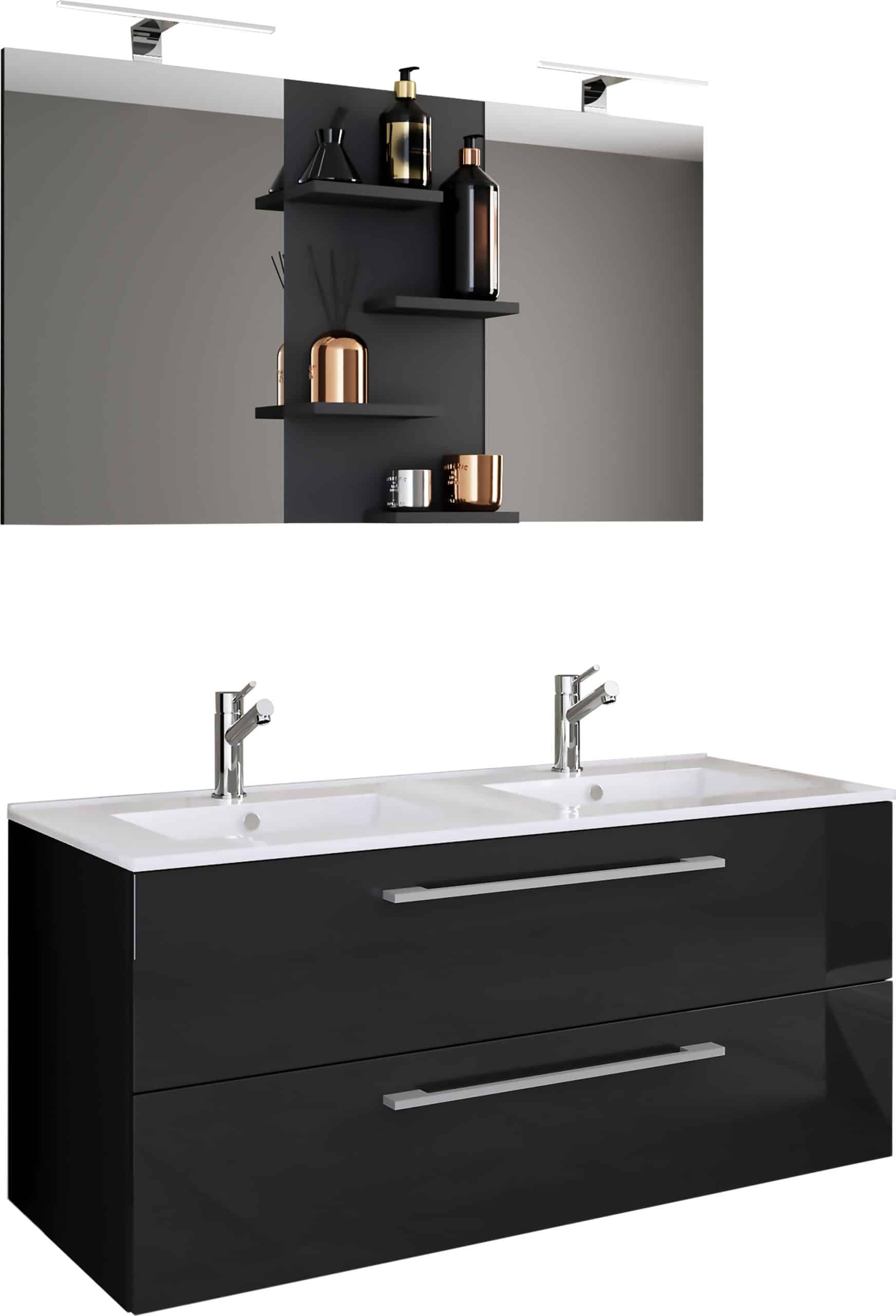 VCM 3-tlg. Doppel Waschplatz   2x Waschtisch   Badmöbel Set mit Unterschrank