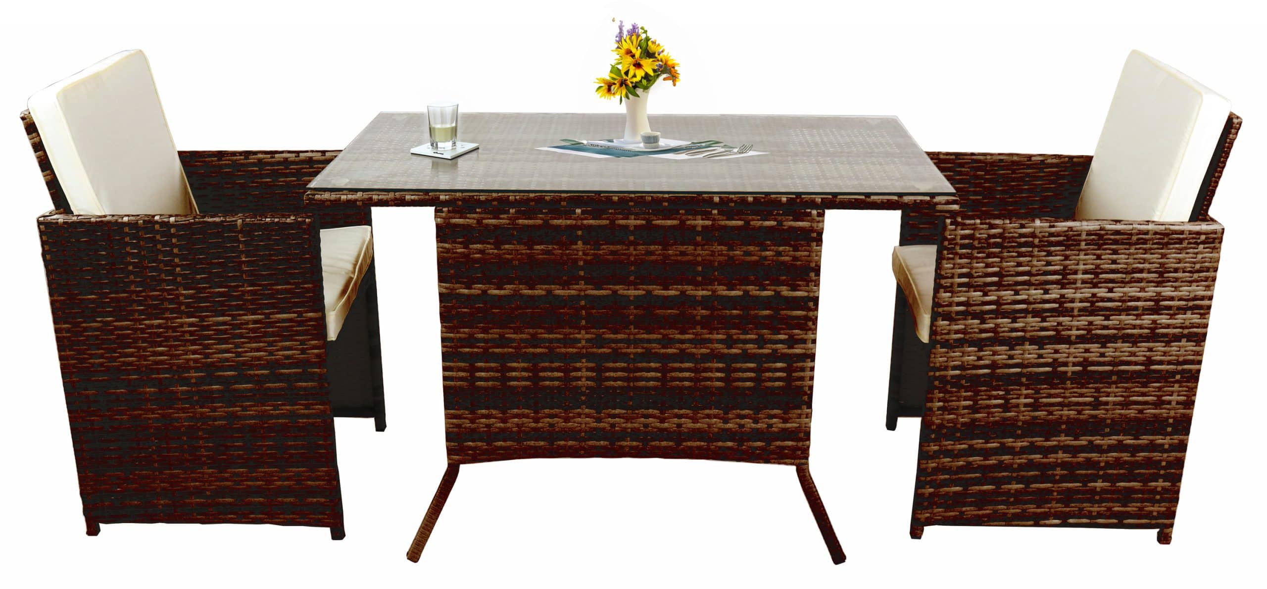 VCM 3-tlg Gartenmöbel Set   Sitzgruppe Essgruppe   1xTisch