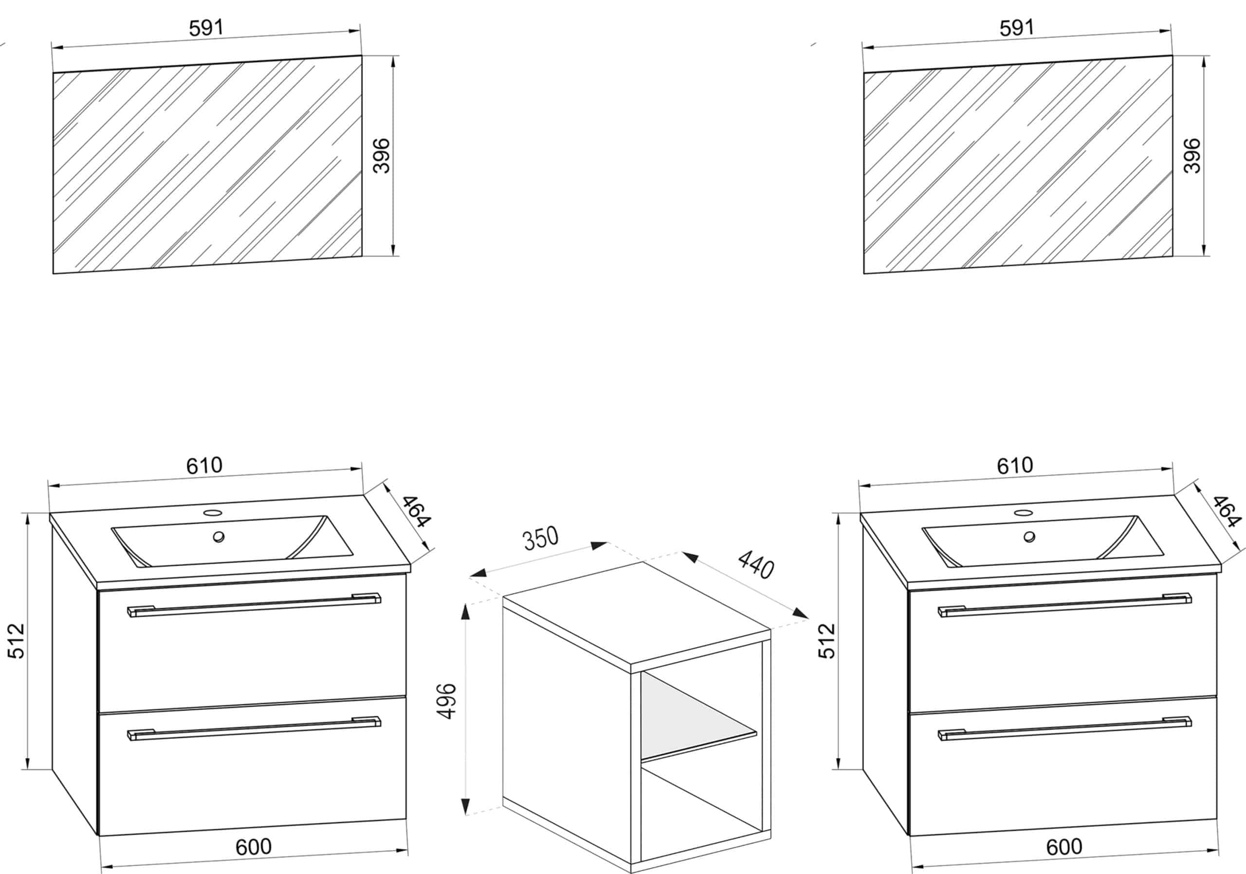 VCM 3-tlg. Set   2 Waschtisch