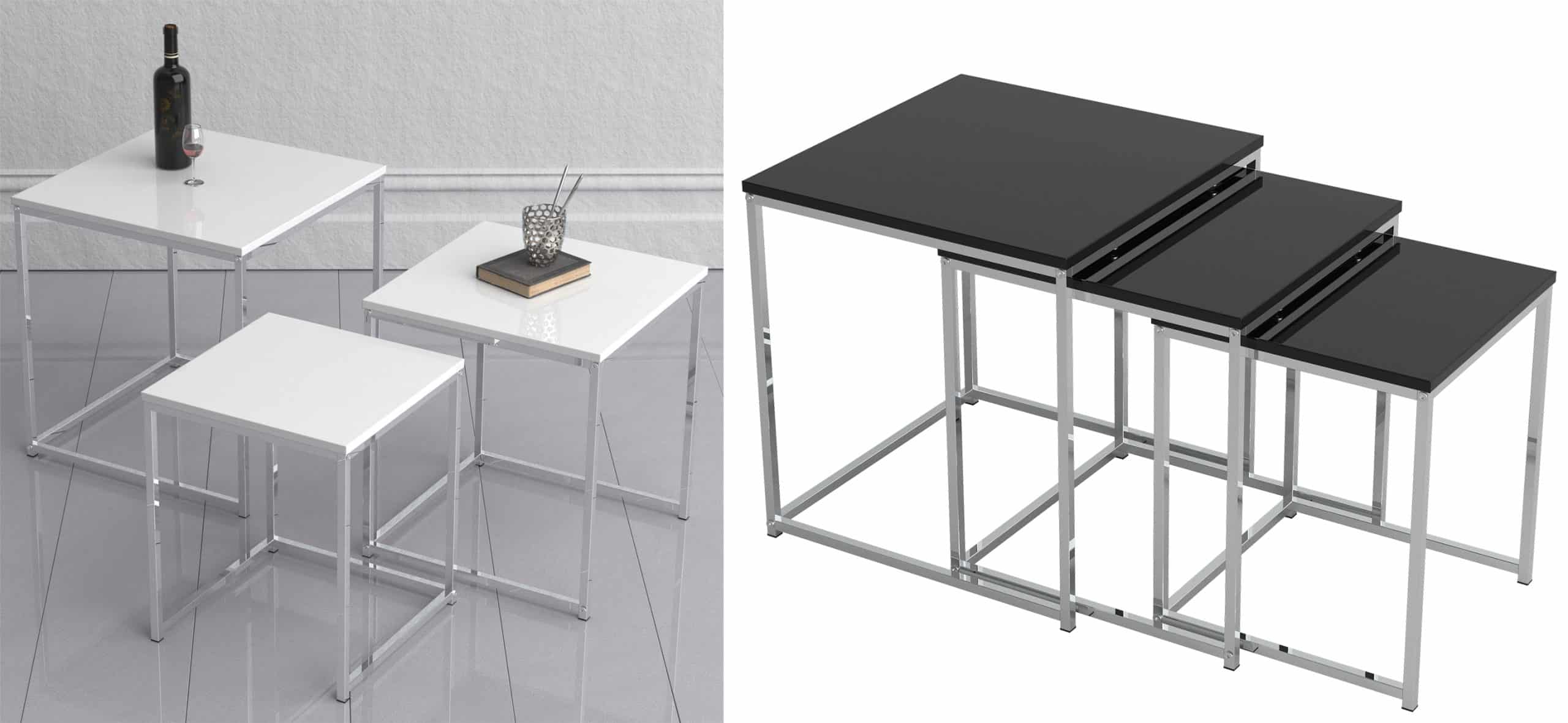 VCM 3-tlg. Set Beistelltisch   Couchtisch schlicht   Sofatisch aus Metall und MDF   Kaffeetisch - Glisal