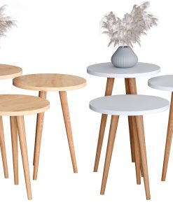 VCM 3-tlg. Set Beistelltisch   Tisch im schlichten Design   Maße ca. H. 42/47/52 x B. 34 x T. 34 cm   Wohnzimmertisch - Barilo