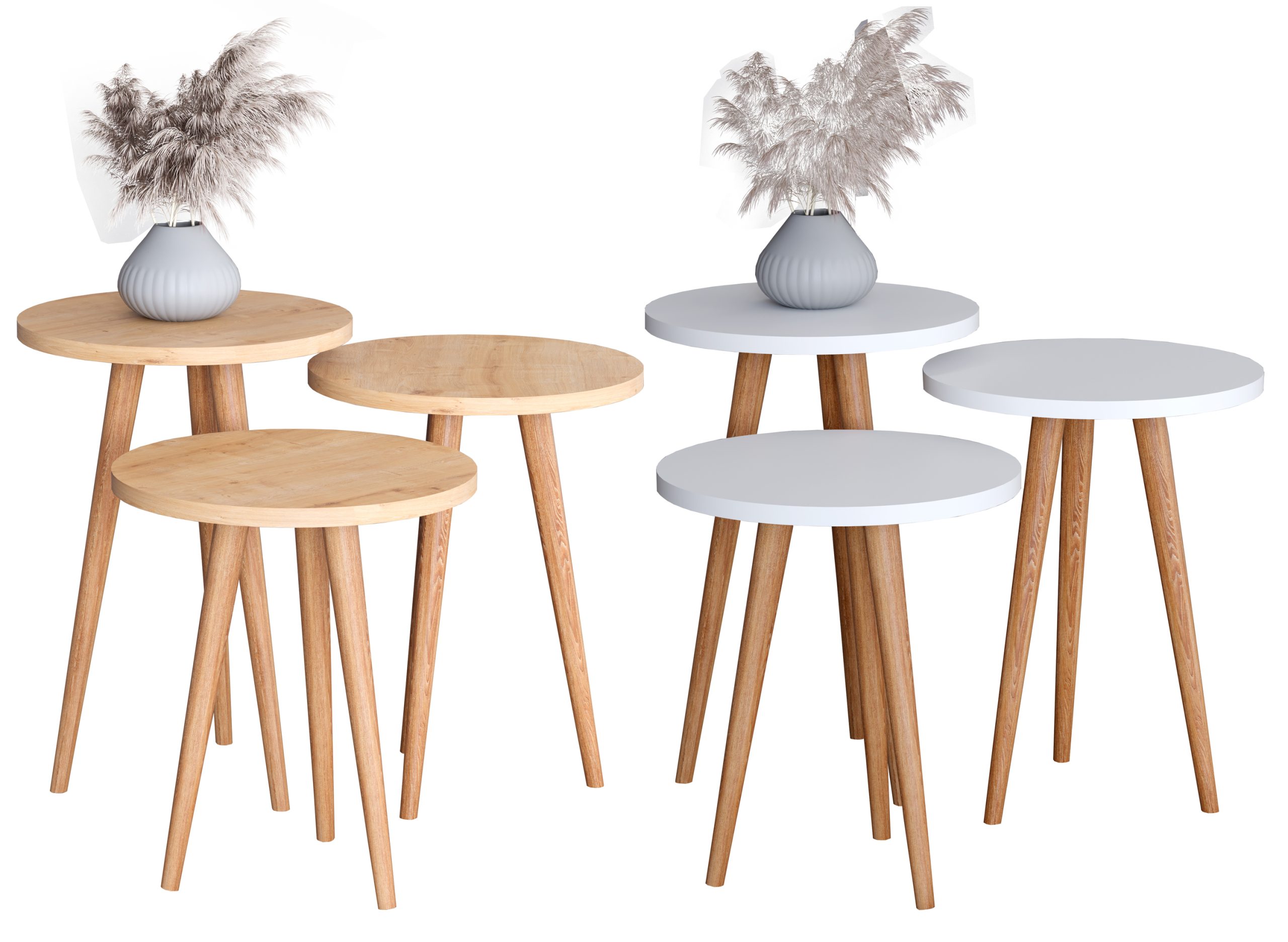 VCM 3-tlg. Set Beistelltisch   Tisch im schlichten Design   Maße ca. H. 42/47/52 x B. 34 x T. 34 cm   Wohnzimmertisch - Barilo