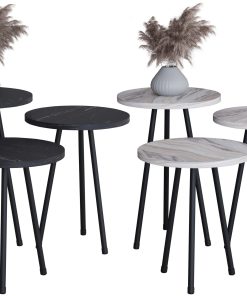 VCM 3-tlg. Set Beistelltisch   Tisch im schlichten Marmor Optik Design   Maße ca. H. 42/47/52 x B. 34 x T. 34 cm   Wohnzimmertisch - Mirola