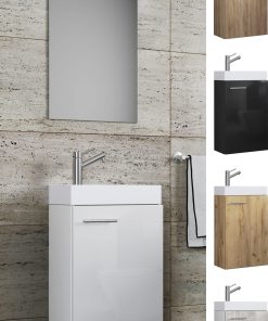 VCM 3-tlg Set   Waschplatz für Gäste WC   Gästebad   Waschtisch Toilette   Badmöbel Badezimmer Set - Slito SP