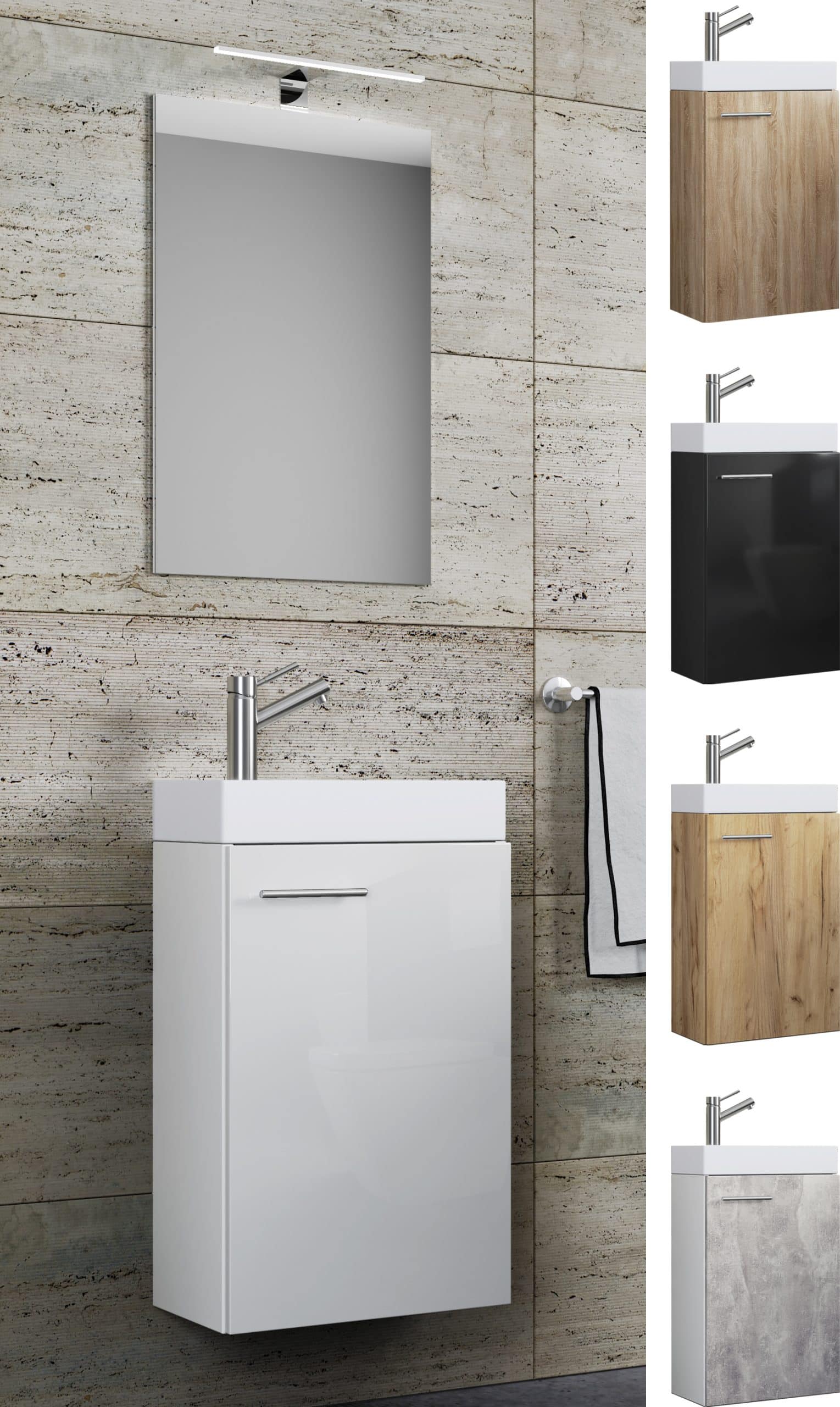 VCM 3-tlg Set   Waschplatz für Gäste WC   Gästebad   Waschtisch Toilette   Badmöbel Badezimmer Set - Slito SP