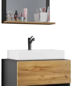 VCM 3-tlg. Waschplatz   Breite 80 cm   Waschtisch Badmöbel Set Waschbecken Lendas ll Spiegel