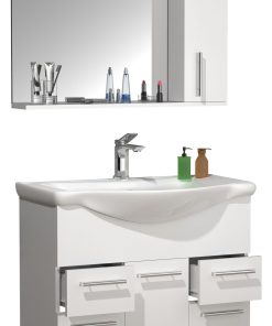 VCM 3-tlg. Waschplatz   Waschtisch Unterschrank 75 cm   Badmöbel Set mit Waschbecken   praktische Schubladen Drehtüren   Spiegelschrank   Komplettset Lisalo XL