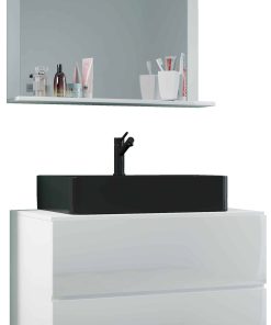 VCM 3-tlg. Waschplatz Waschtisch   Waschbecken Unterschrank Breite 80 cm   Badmöbel Set mit Schubladen Spiegel   Lendas M
